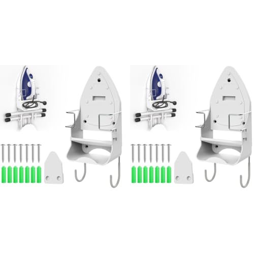 HASTHIP® Wall Mount Iron Board Hanger Electric Holder Storage Organizer with Removable Hooks for Household Bathroom Laundry Room 2 PCS HASTHIP® Wall Mount Iron Board Hanger Electric Holder Storage Organizer with Removable Hooks for Household Bathroom Laundry Room 2 PCS